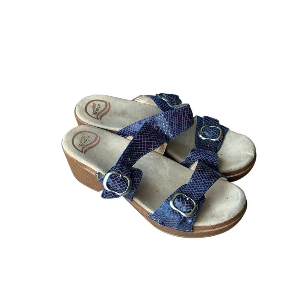 Dansko Sophie Metallic Blue Purple Buckle Adjustable Sandals Size 40 9.5 - Picture 4 of 11